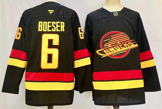 Mens Vancouver Canucks #6 Brock Boeser Black 2024-25 Alternate Stitched Hockey Jersey